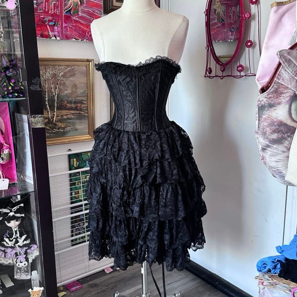 no brand black gothic corset style dress